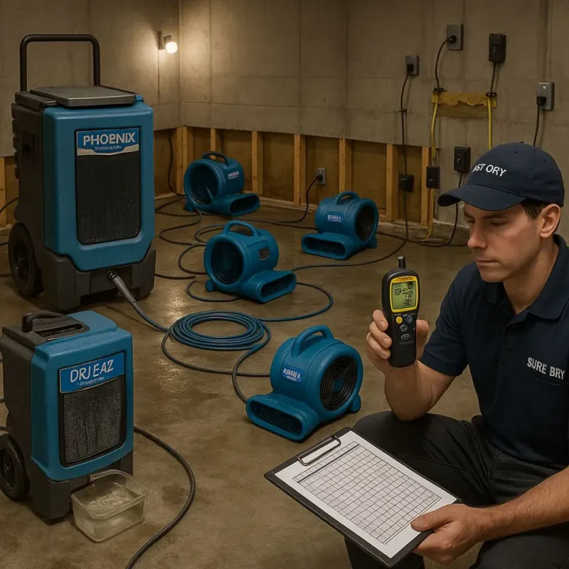 Structural Drying and Dehumidification process in Lexington Hills, CA